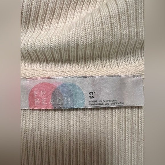 Free People Beach Ryan Ribbed Knit Midi Dress Slit Hem Relaxed Ivory Size XS - Picture 4 of 10